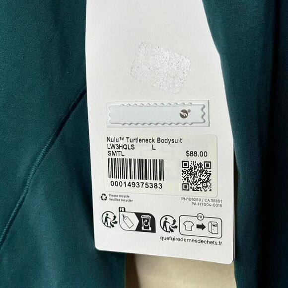 Lululemon NWT Large Storm Teal Wundermost Nulu Turtleneck L/S Thong Cut Bodysuit - Picture 4 of 9